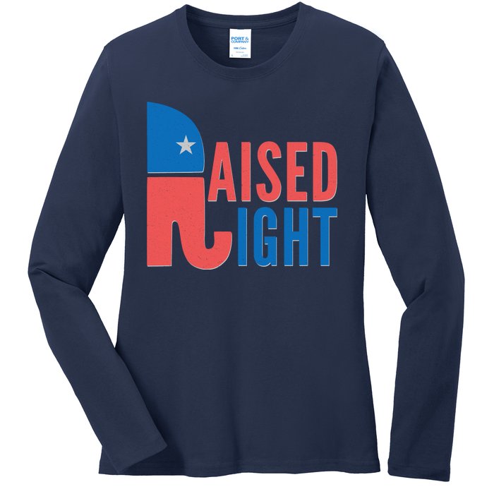 Raised Right Republican Party Ladies Long Sleeve Shirt