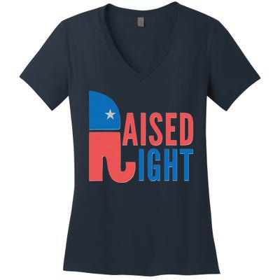 Raised Right Republican Party Women's V-Neck T-Shirt