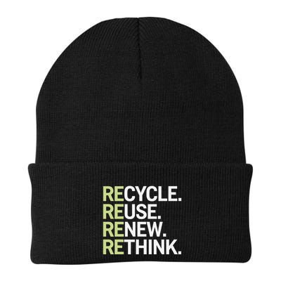 Recycle Reuse Renew Rethink Environmental Awareness Design .Png Knit Cap Winter Beanie