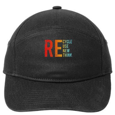 Recycle Reuse Renew Rethink Activism Environmental Crisis 7-Panel Snapback Hat