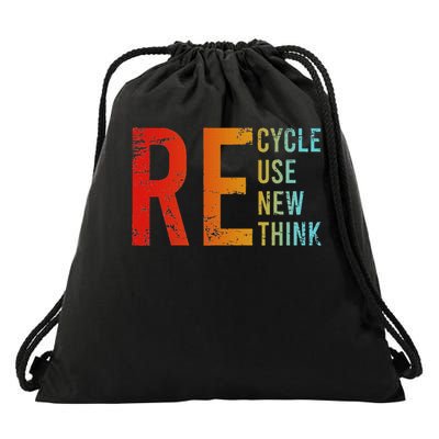 Recycle Reuse Renew Rethink Activism Environmental Crisis Drawstring Bag
