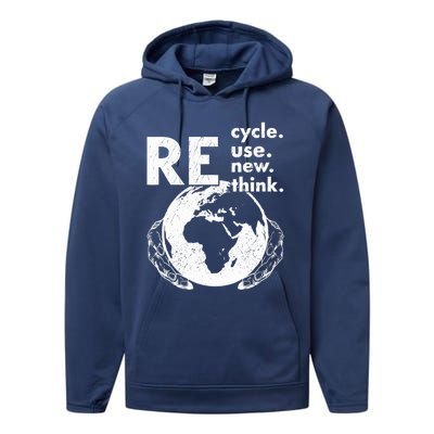 Recycle Reuse Renew Rethink Earth Day Environmental Activism Performance Fleece Hoodie