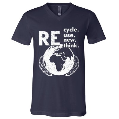 Recycle Reuse Renew Rethink Earth Day Environmental Activism V-Neck T-Shirt