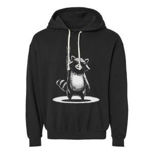 Retro Raccoon Rock Music Garment-Dyed Fleece Hoodie