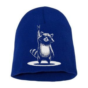 Retro Raccoon Rock Music Short Acrylic Beanie