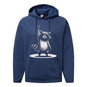 Retro Raccoon Rock Music Performance Fleece Hoodie