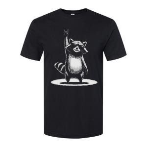 Retro Raccoon Rock Music Softstyle CVC T-Shirt