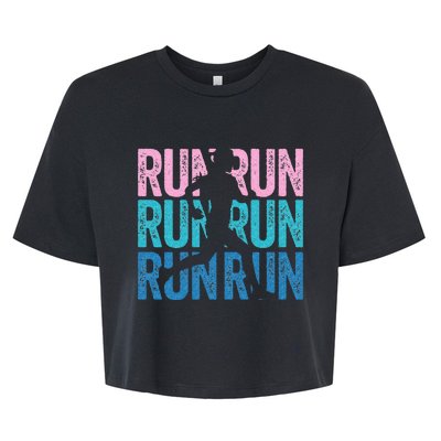 Retro RUN Runner Jogger Marathon Vintage For Women Bella+Canvas Jersey Crop Tee