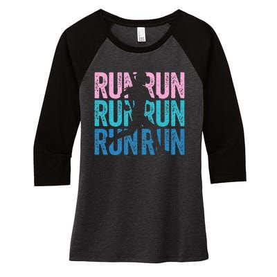 Retro RUN Runner Jogger Marathon Vintage For Women Women's Tri-Blend 3/4-Sleeve Raglan Shirt