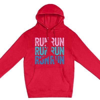 Retro RUN Runner Jogger Marathon Vintage For Women Premium Pullover Hoodie