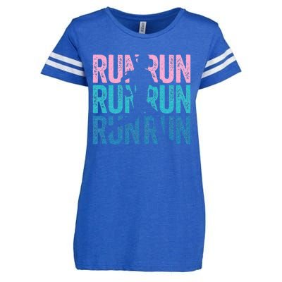 Retro RUN Runner Jogger Marathon Vintage For Women Enza Ladies Jersey Football T-Shirt