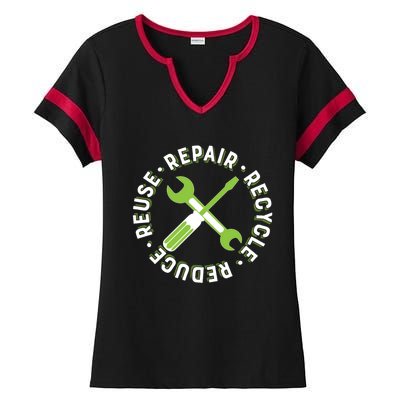 Repair Recycle Reduce Reuse Tinkers And Makers Design Gift Ladies Halftime Notch Neck Tee