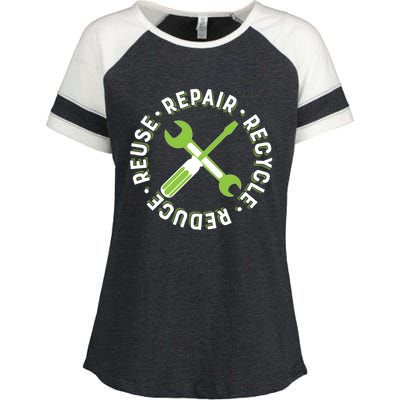 Repair Recycle Reduce Reuse Tinkers And Makers Design Gift Enza Ladies Jersey Colorblock Tee