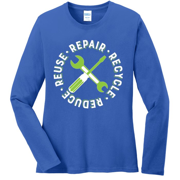 Repair Recycle Reduce Reuse Tinkers And Makers Design Gift Ladies Long Sleeve Shirt