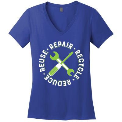 Repair Recycle Reduce Reuse Tinkers And Makers Design Gift Women's V-Neck T-Shirt