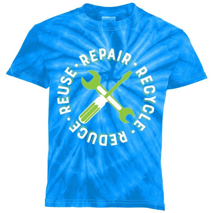 Repair Recycle Reduce Reuse Tinkers And Makers Design Gift Kids Tie-Dye T-Shirt