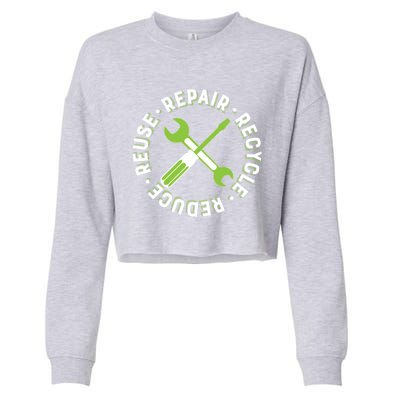 Repair Recycle Reduce Reuse Tinkers And Makers Design Gift Cropped Pullover Crew