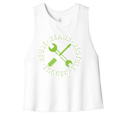 Repair Recycle Reduce Reuse Tinkers And Makers Design Gift Women's Racerback Cropped Tank