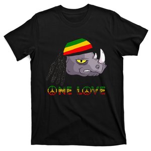 Rasta Rhino Reggae One Love Rastafarian Roots Jamaican Pride T-Shirt