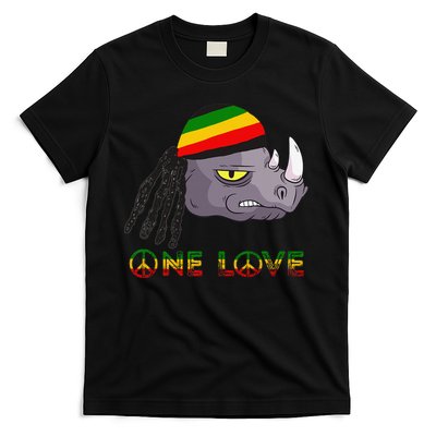 Rasta Rhino Reggae One Love Rastafarian Roots Jamaican Pride T-Shirt