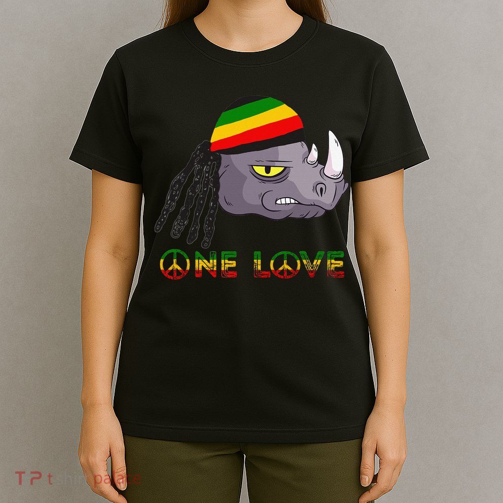 Rasta Rhino Reggae One Love Rastafarian Roots Jamaican Pride T-Shirt