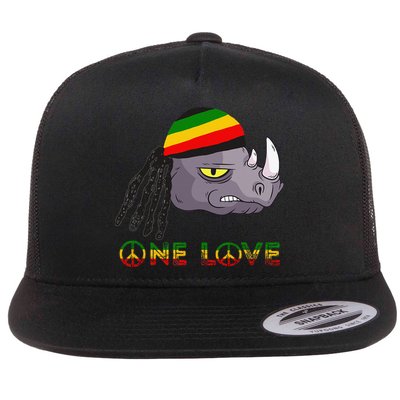 Rasta Rhino Reggae One Love Rastafarian Roots Jamaican Pride Flatbill Hat