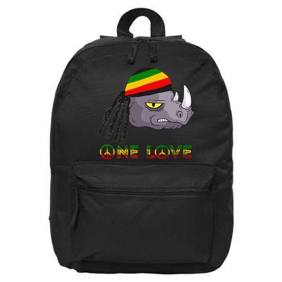 Rasta Rhino Reggae One Love Rastafarian Roots Jamaican Pride 16 in Basic Backpack