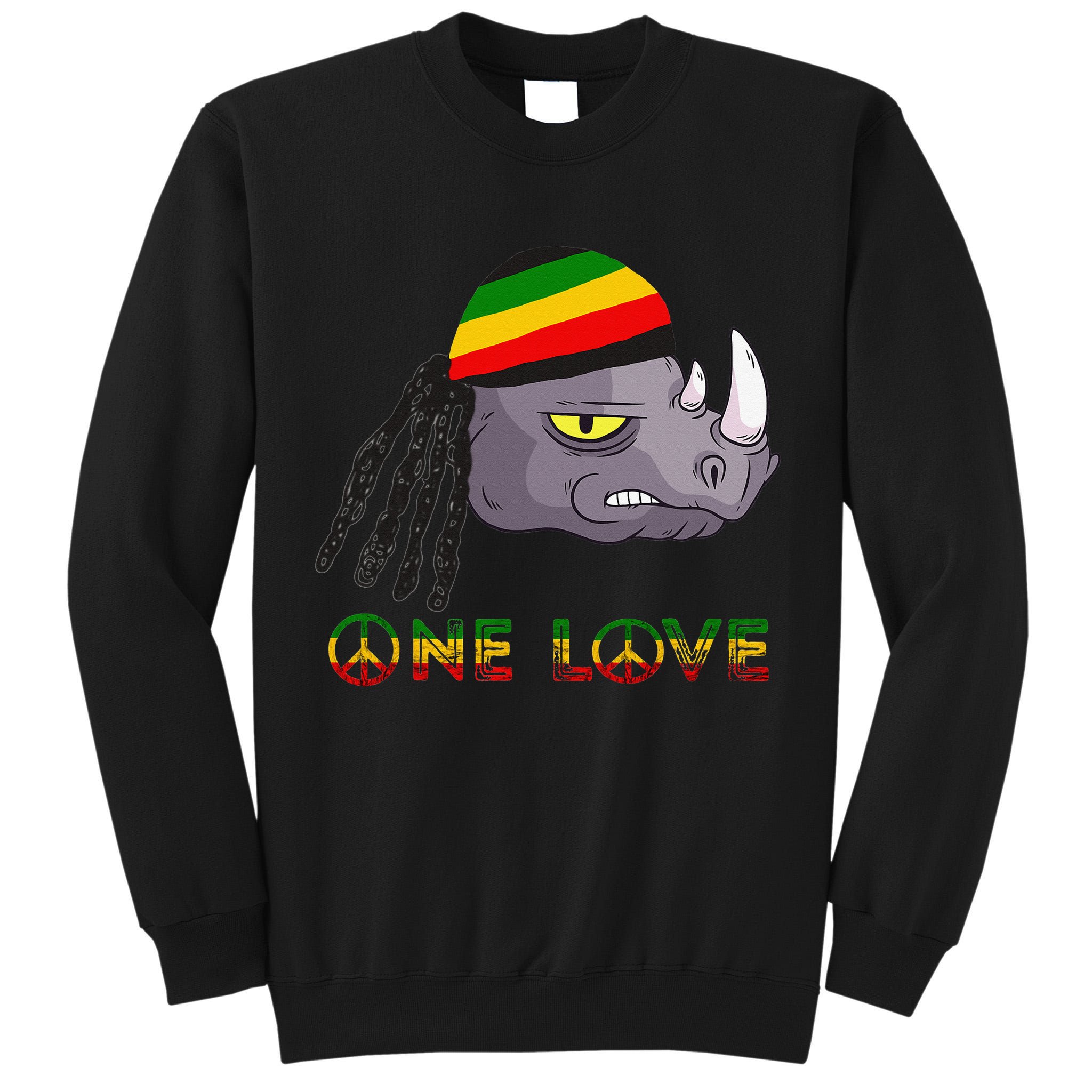 Rasta Rhino Reggae One Love Rastafarian Roots Jamaican Pride Tall Sweatshirt