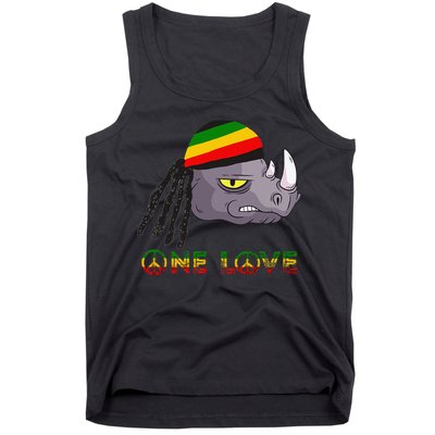 Rasta Rhino Reggae One Love Rastafarian Roots Jamaican Pride Tank Top