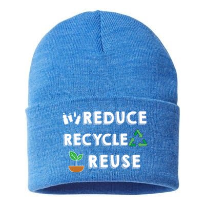 Reduce Recycle Reuse Environt Pollution Waste Awareness Gift Sustainable Knit Beanie