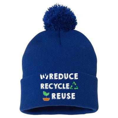 Reduce Recycle Reuse Environt Pollution Waste Awareness Gift Pom Pom 12in Knit Beanie