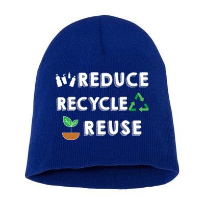 Reduce Recycle Reuse Environt Pollution Waste Awareness Gift Short Acrylic Beanie