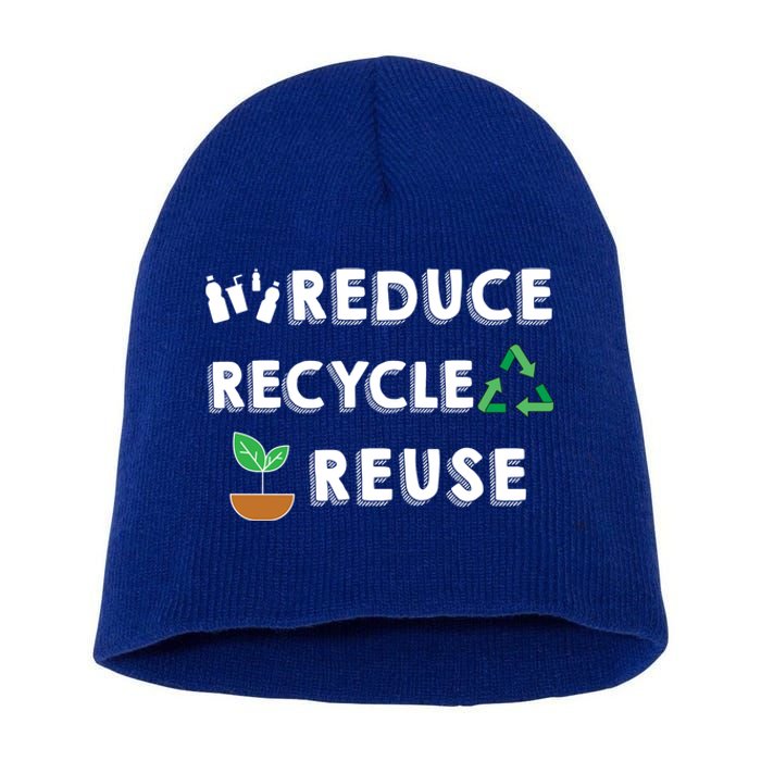 Reduce Recycle Reuse Environt Pollution Waste Awareness Gift Short Acrylic Beanie