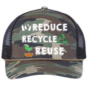 Reduce Recycle Reuse Environt Pollution Waste Awareness Gift Retro Rope Trucker Hat Cap