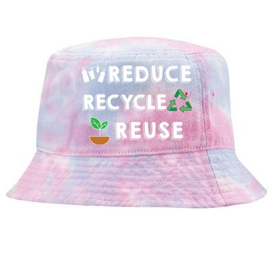 Reduce Recycle Reuse Environt Pollution Waste Awareness Gift Tie-Dyed Bucket Hat