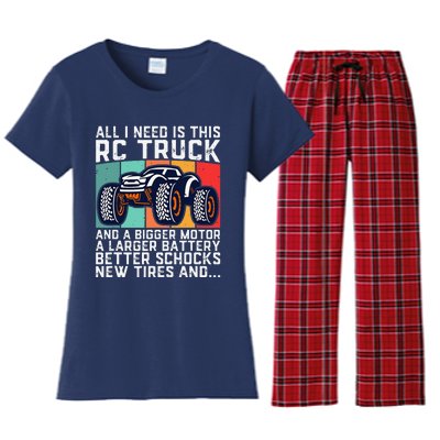 Rc Racing Rc Truck Lover Funny Radio Controlled Rc Car Joke Women's Flannel Pajama Set