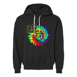 Rubik Rubix Rubics Player Cube Sunflower Color Math Lovers Garment-Dyed Fleece Hoodie