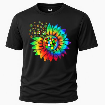 Rubik Rubix Rubics Player Cube Sunflower Color Math Lovers Cooling Performance Crew T-Shirt