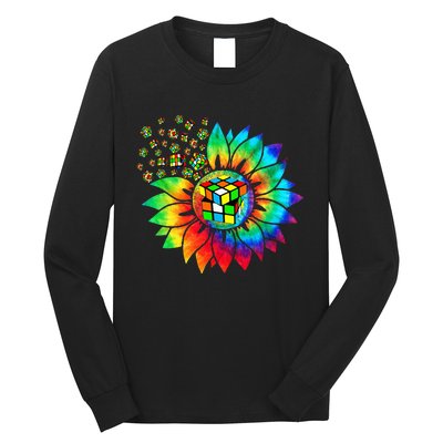 Rubik Rubix Rubics Player Cube Sunflower Color Math Lovers Long Sleeve Shirt