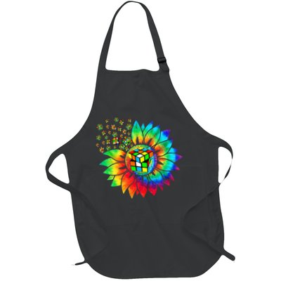 Rubik Rubix Rubics Player Cube Sunflower Color Math Lovers Full-Length Apron With Pockets