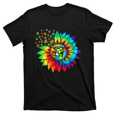 Rubik Rubix Rubics Player Cube Sunflower Color Math Lovers T-Shirt