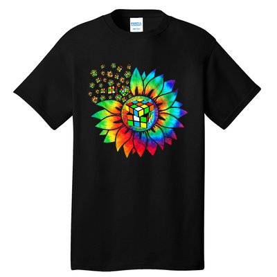 Rubik Rubix Rubics Player Cube Sunflower Color Math Lovers Tall T-Shirt