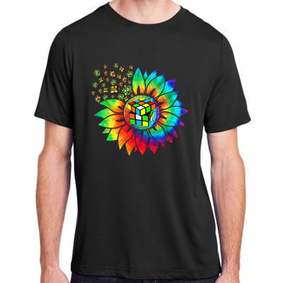 Rubik Rubix Rubics Player Cube Sunflower Color Math Lovers Adult ChromaSoft Performance T-Shirt