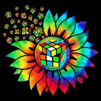 Rubik Rubix Rubics Player Cube Sunflower Color Math Lovers Flat Bill Trucker Hat