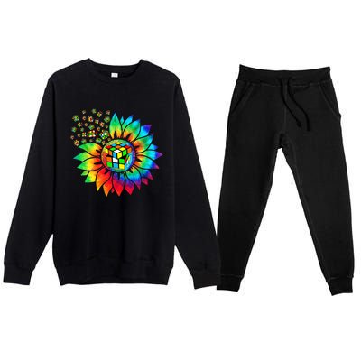 Rubik Rubix Rubics Player Cube Sunflower Color Math Lovers Premium Crewneck Sweatsuit Set