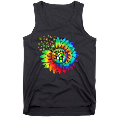 Rubik Rubix Rubics Player Cube Sunflower Color Math Lovers Tank Top