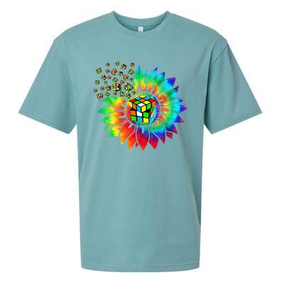 Rubik Rubix Rubics Player Cube Sunflower Color Math Lovers Sueded Cloud Jersey T-Shirt