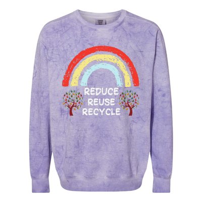 Rainbow Reduce Reuse Recycle Love The Earth Tree Environment Colorblast Crewneck Sweatshirt