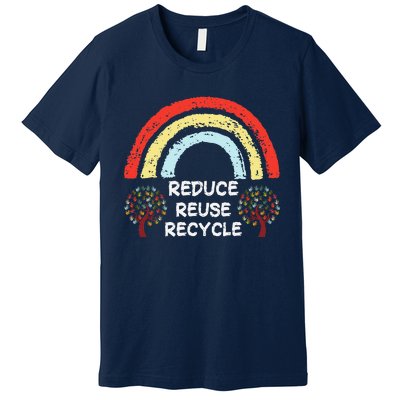 Rainbow Reduce Reuse Recycle Love The Earth Tree Environment Premium T-Shirt