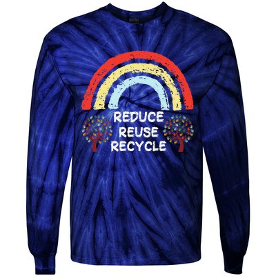 Rainbow Reduce Reuse Recycle Love The Earth Tree Environment Tie-Dye Long Sleeve Shirt